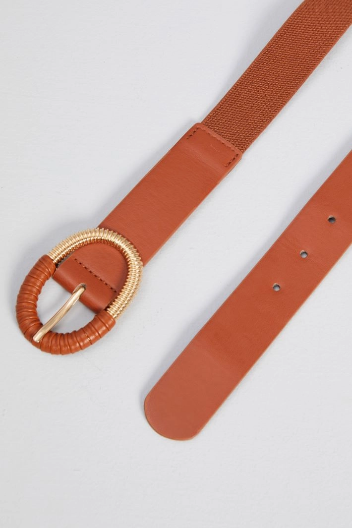 Belt with oval buckle - LEATHER