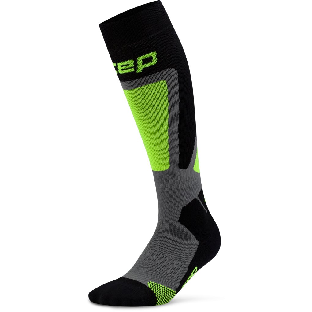 CEP Ski Thermo Tall Compression Socks Men - black/lime