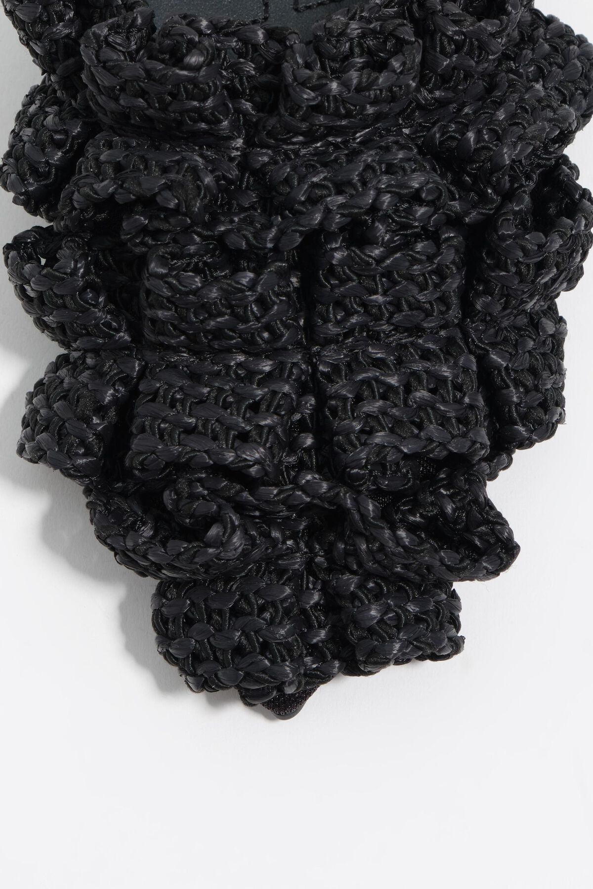 Black raffia pointed slingback ballerina