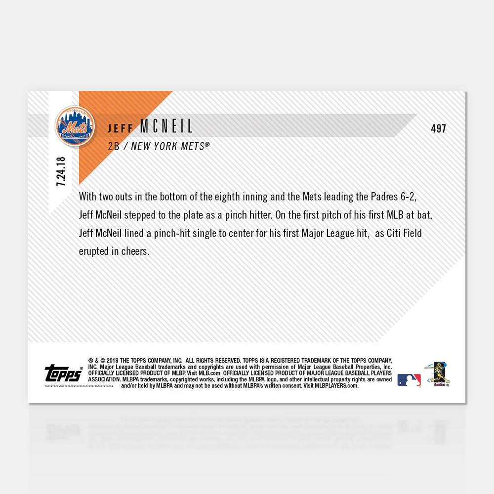 Jeff McNeil - 07/24/2018 TOPPS NOW® Card 497 - Print Run: 431