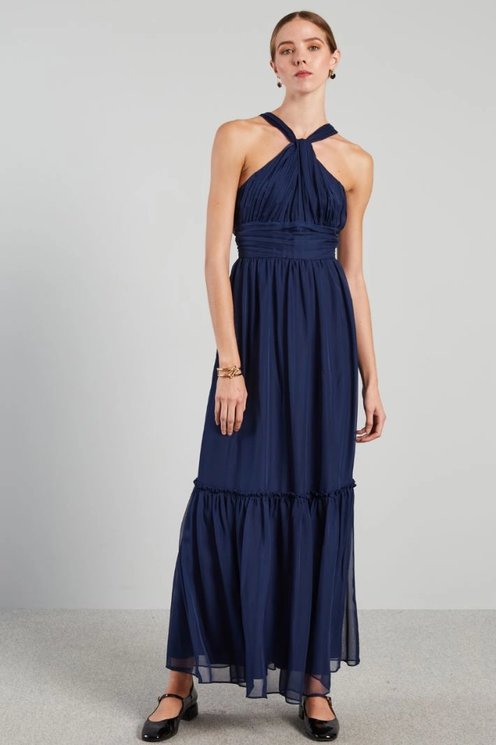 Chiffon maxi dress - NIGHT BLUE