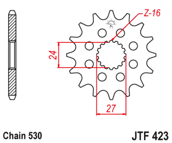 JT. steel anti-noise countershaft sprocket 423 - 530Ref: Jtc00599A / 1126798002