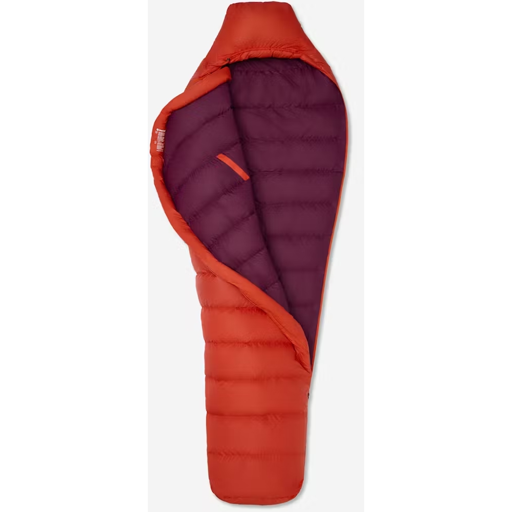 Marmot Mad River 40 Long Down Sleeping Bag - Zip left - red sun/blackberry
