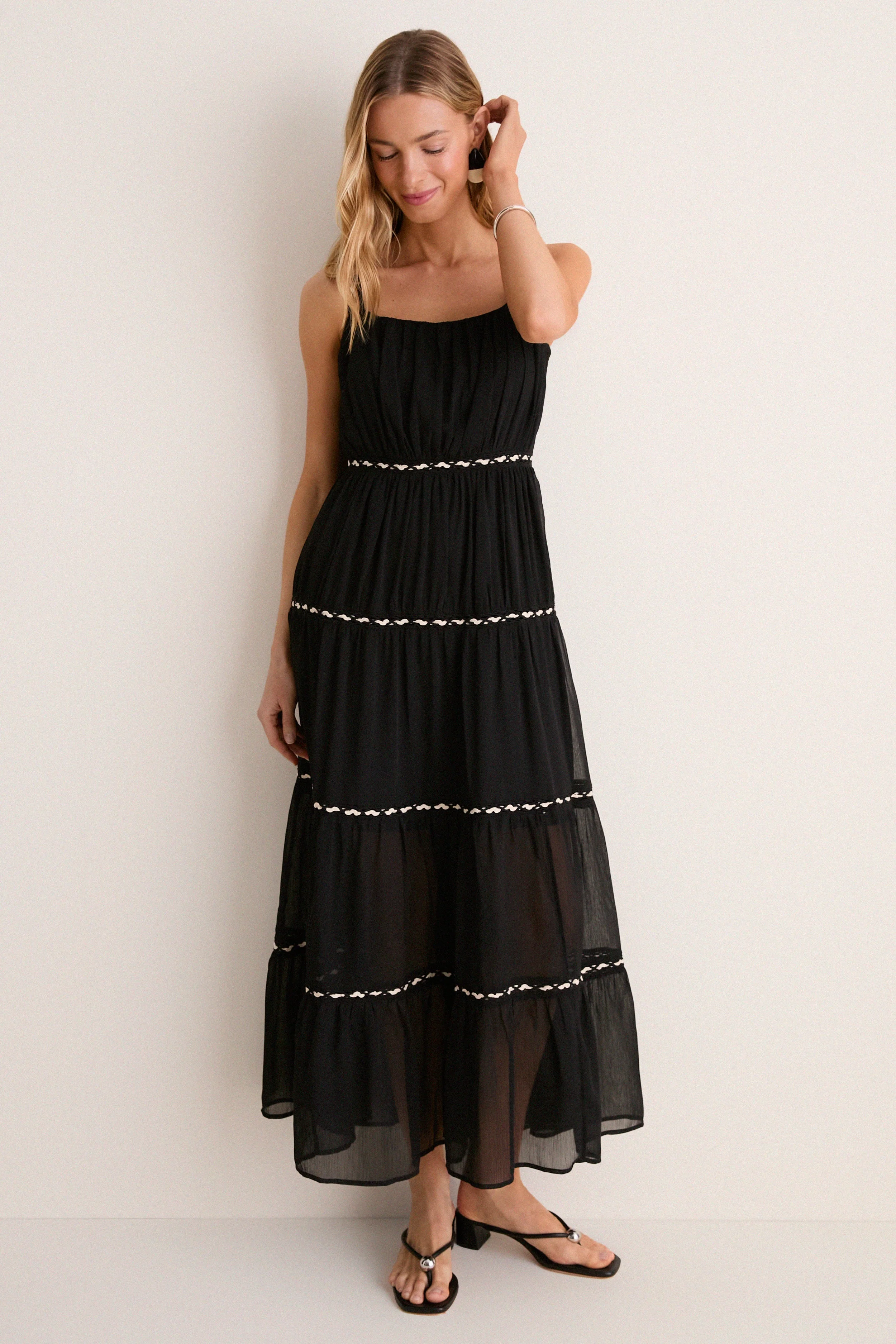 Black Smocked Ric Rac Sabina Dress