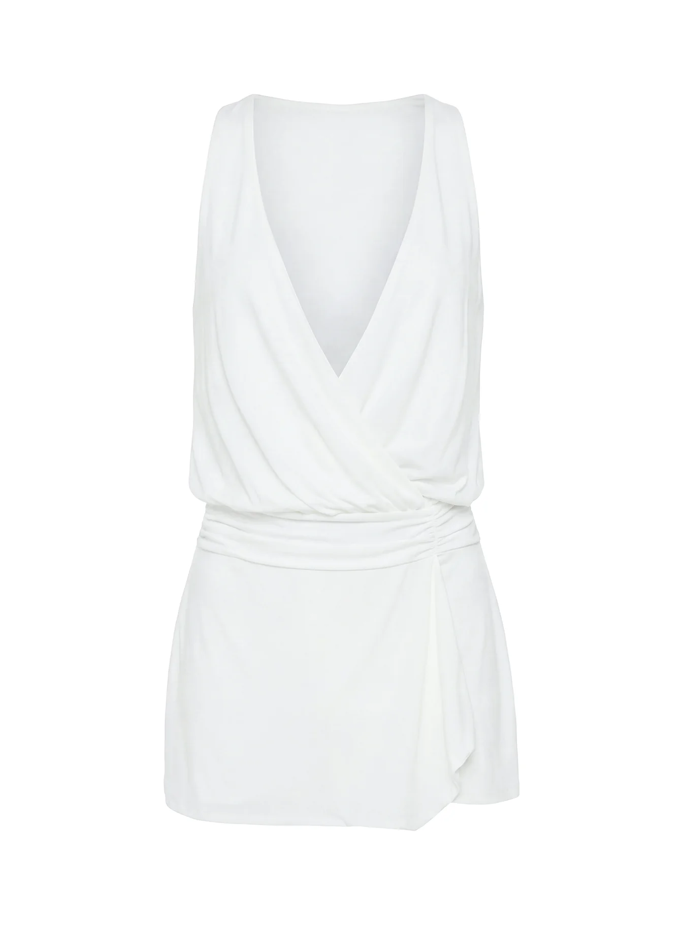 Carissima Drape Plunge Mini Dress White