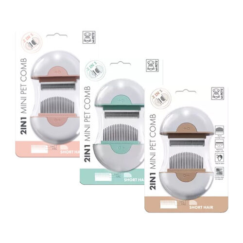 M-Pets 2 in 1 Mini Comb Short Hair - Pink - 9 x 9 x 3 cm