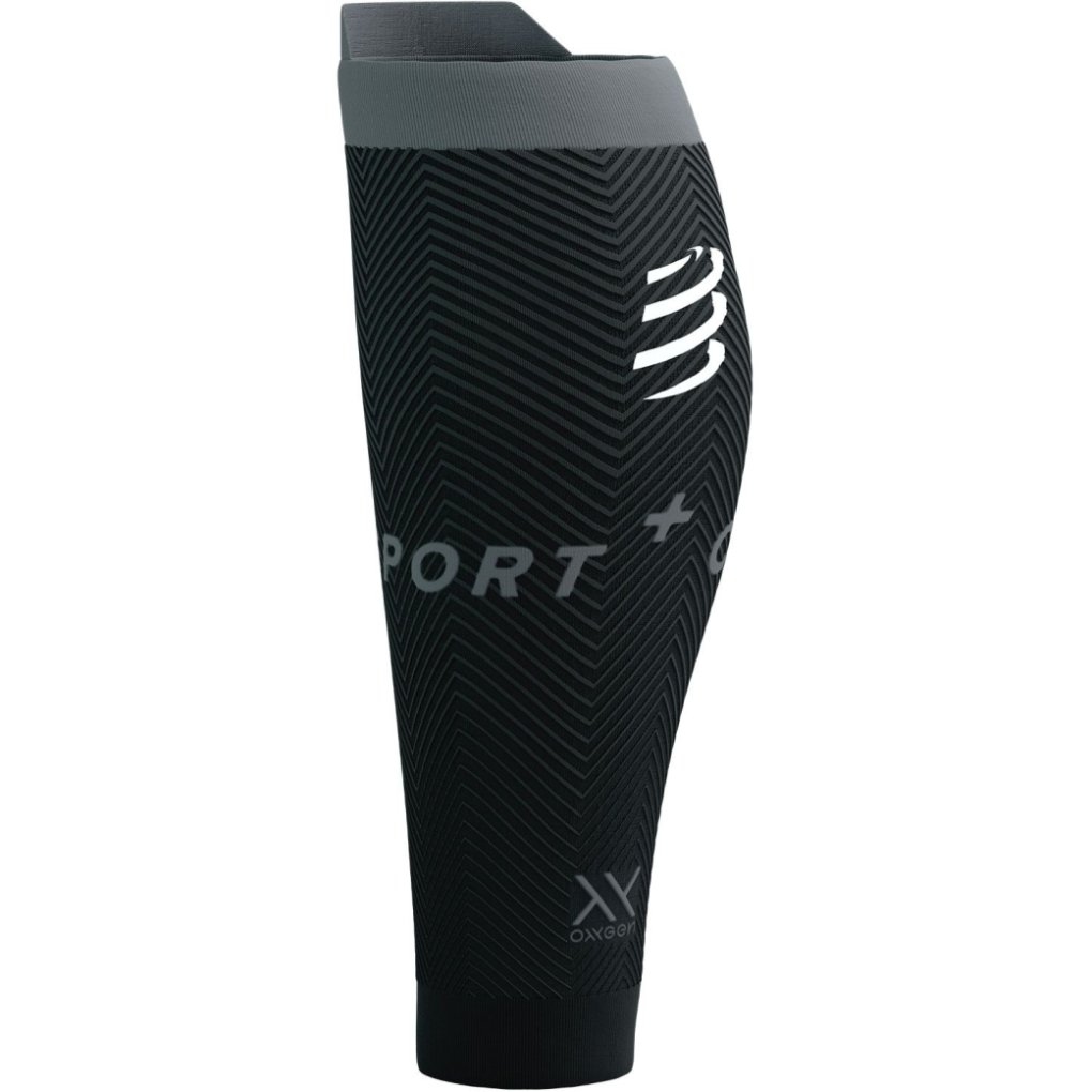 Compressport R2 Oxygen Compression Calf Sleeves - black/steel grey