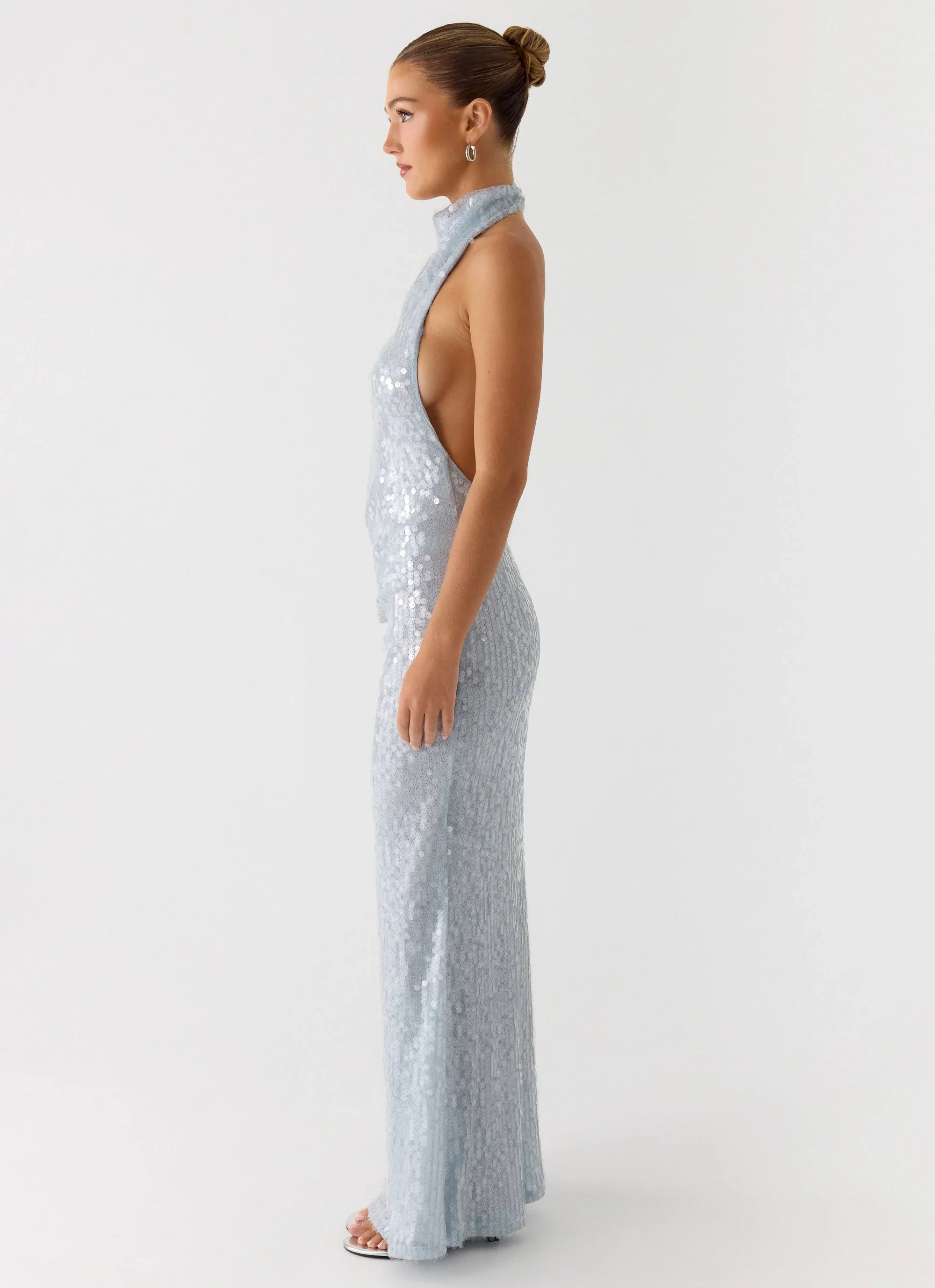 Kaida Sequin Maxi Dress - Misty Blue