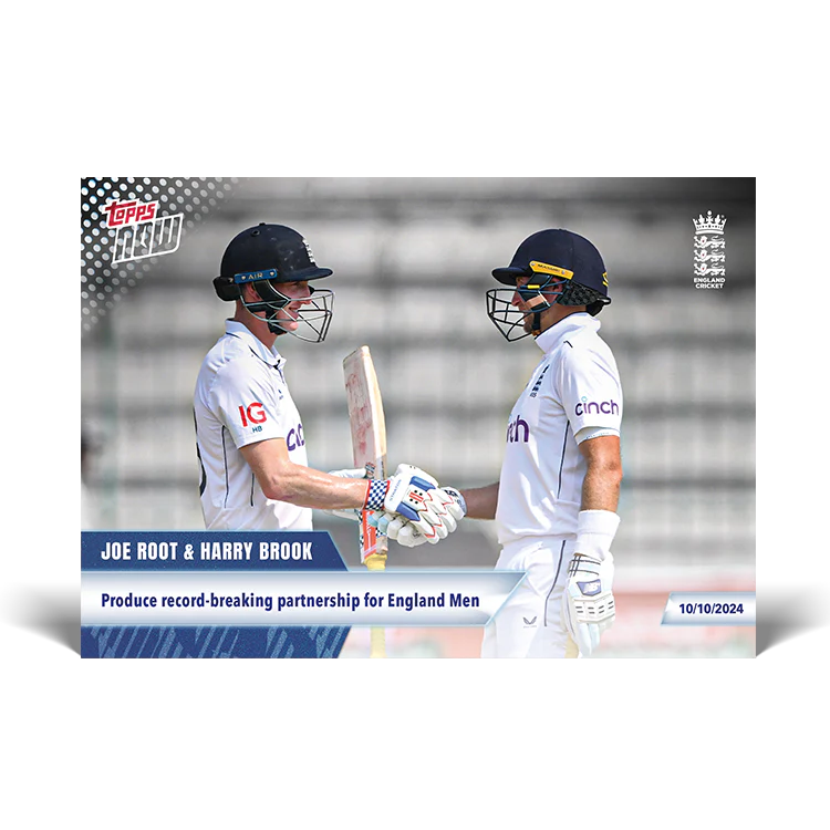 Joe Root and Harry Brook - Produce record-breaking England partnership - 23/24 ECB Topps NOW® Card 33
