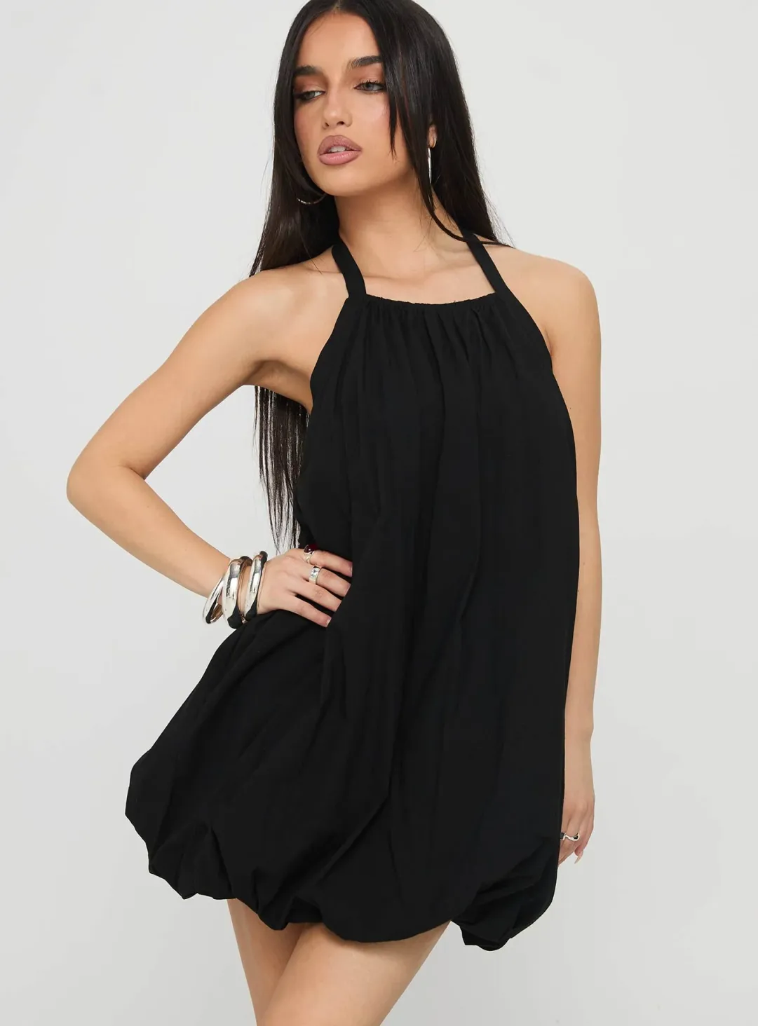 Friandise Bubble Hem Mini Dress Black Friandise Bubble Hem Mini Dress Black
