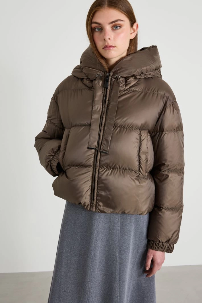 Quilted down jacket with hood - KHAKI GREEN