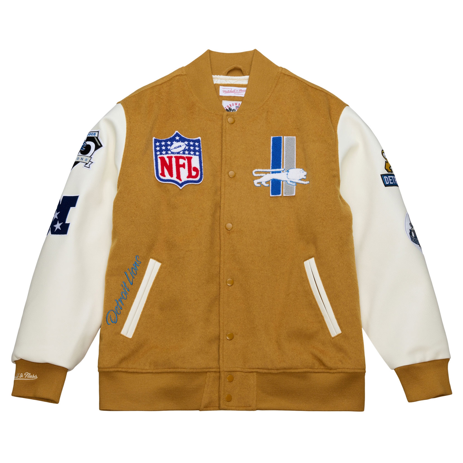 Detroit Lions Dusted Varsity NFL Jacket Brown/Cream