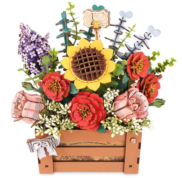 Wooden Flower Box - Wood Bloom Craft Robotime TW02H