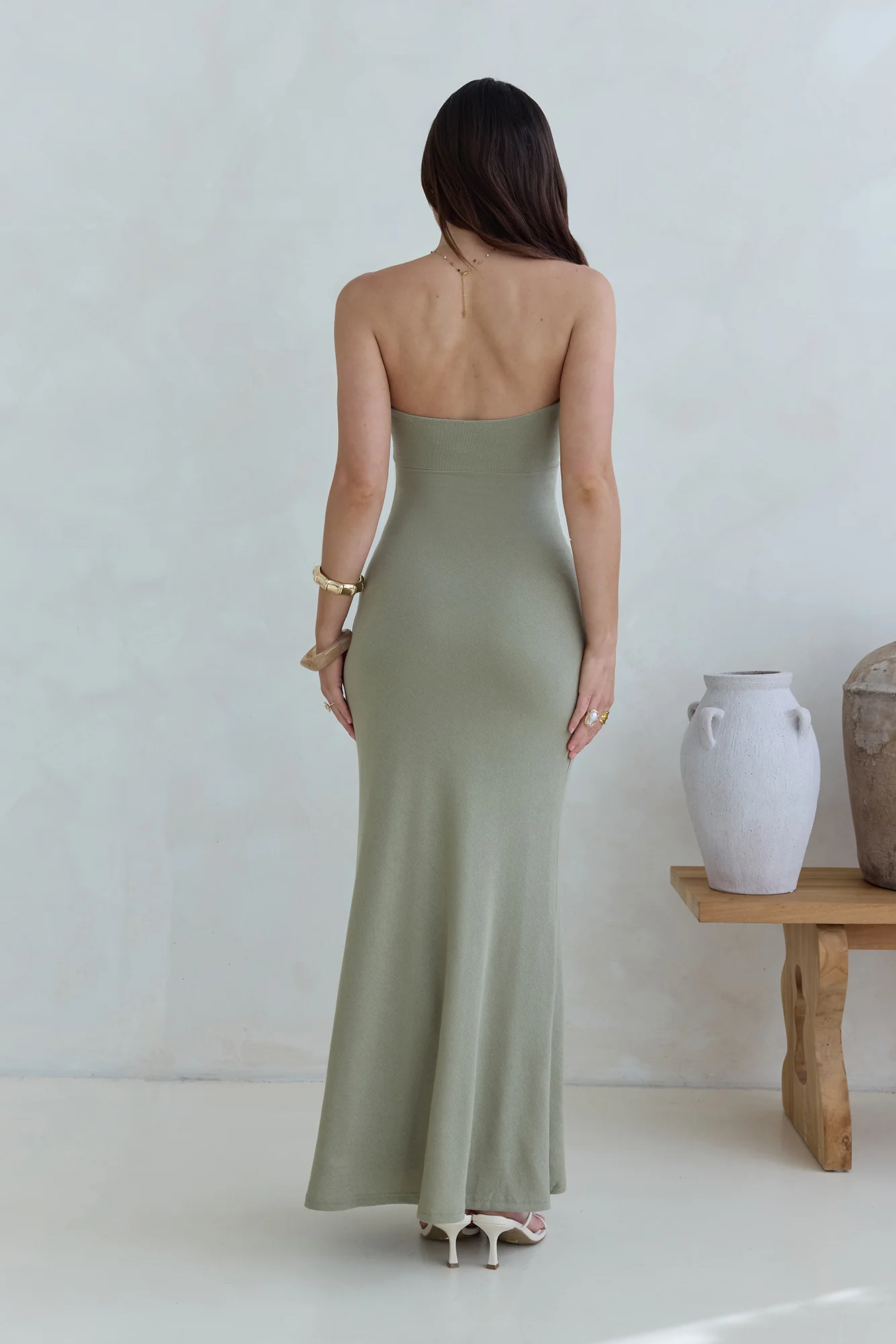 Follow You Strapless Maxi Dress Sage