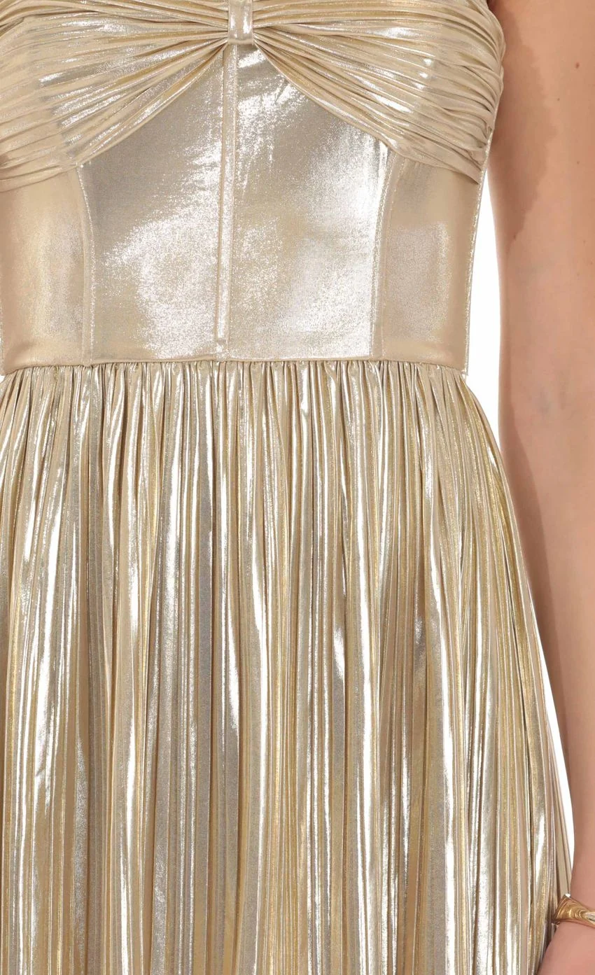 Metallic Strapless Mini Dress in Gold