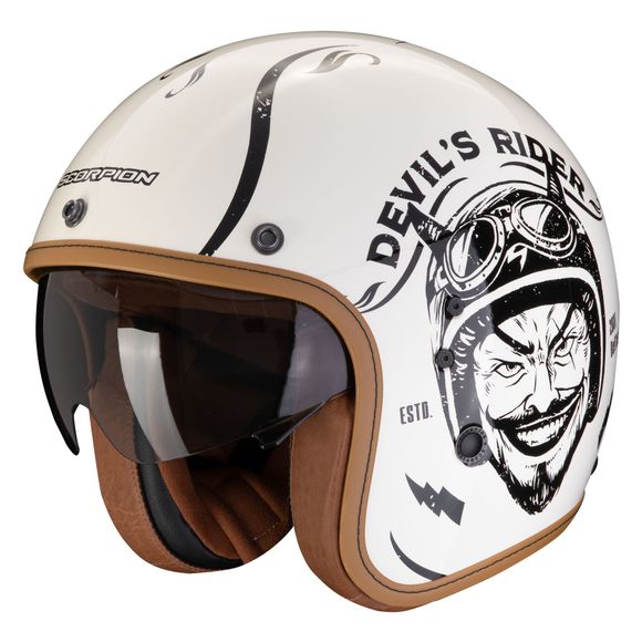 Casque jet Scorpion Exo BELFAST EVO - ROMEO - Beige / NoirRef : SC1026-C55235