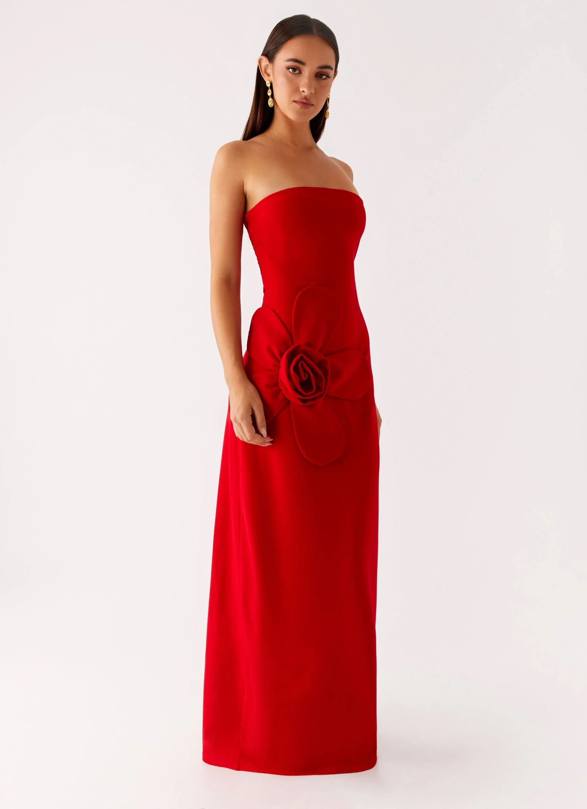 Hilton Strapless Maxi Dress - Red