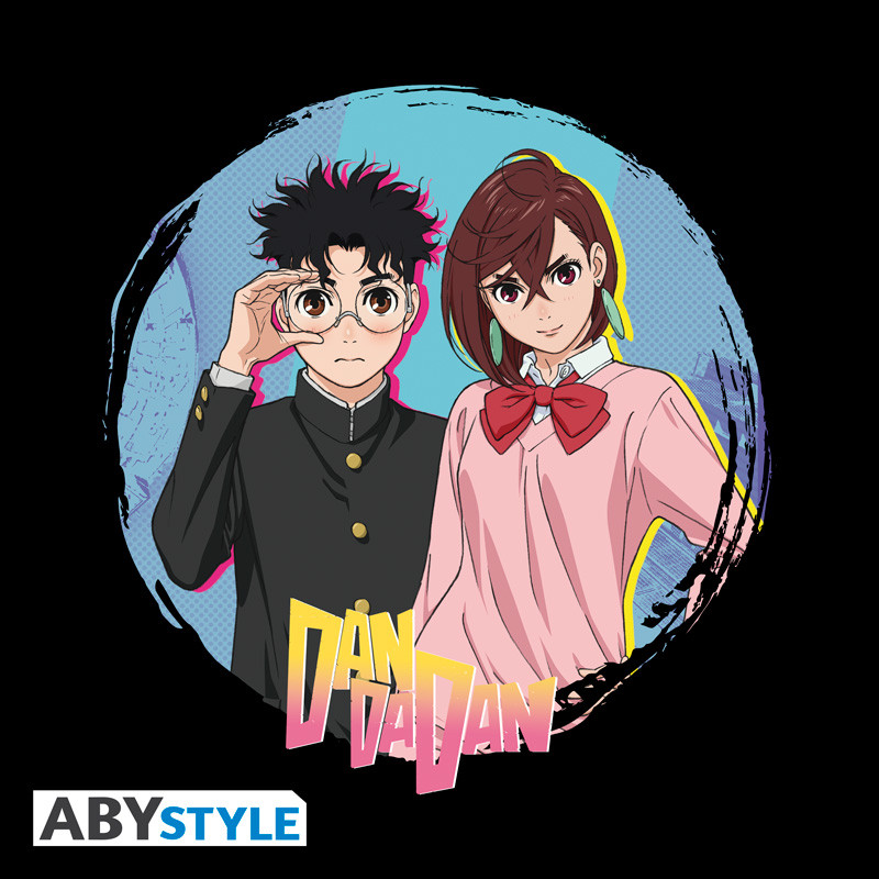 DAN DA DAN Unisex black Tshirt Momo & Okarun
