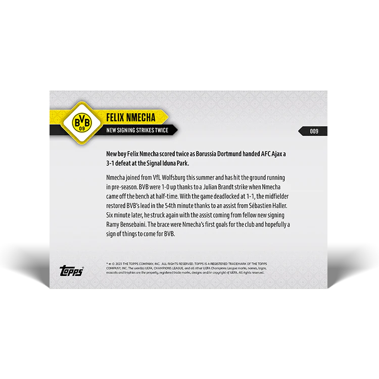 Topps UK - New signings strikes twice - BVB TOPPS NOW® Card #009