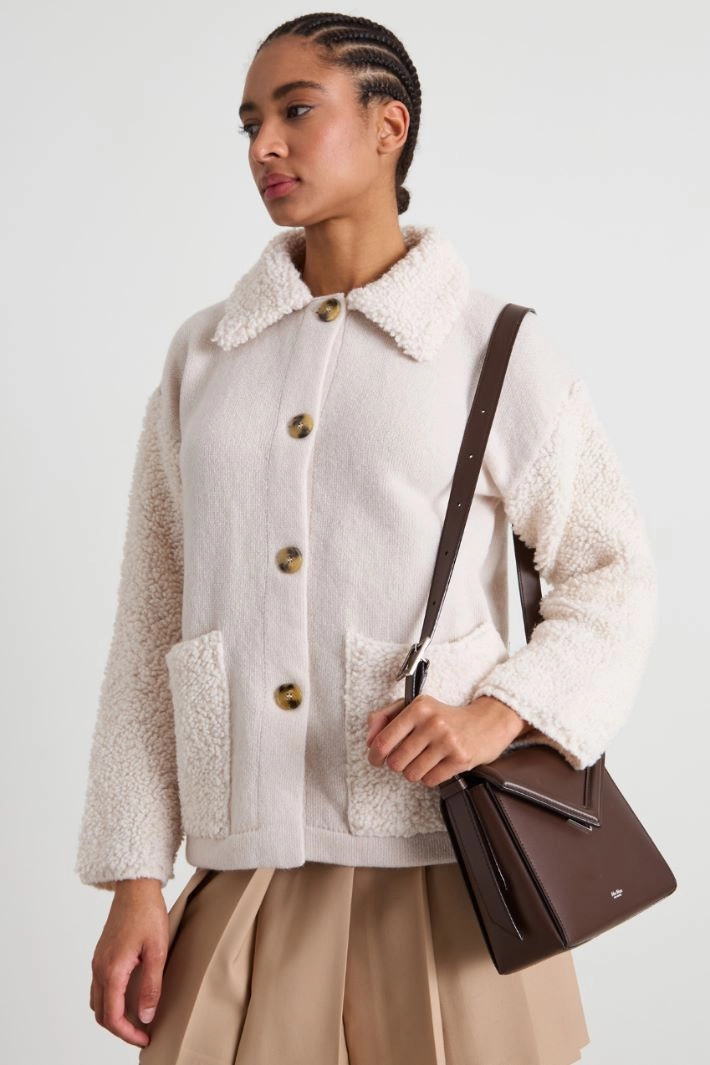 Boucle wool cardigan - CREAM
