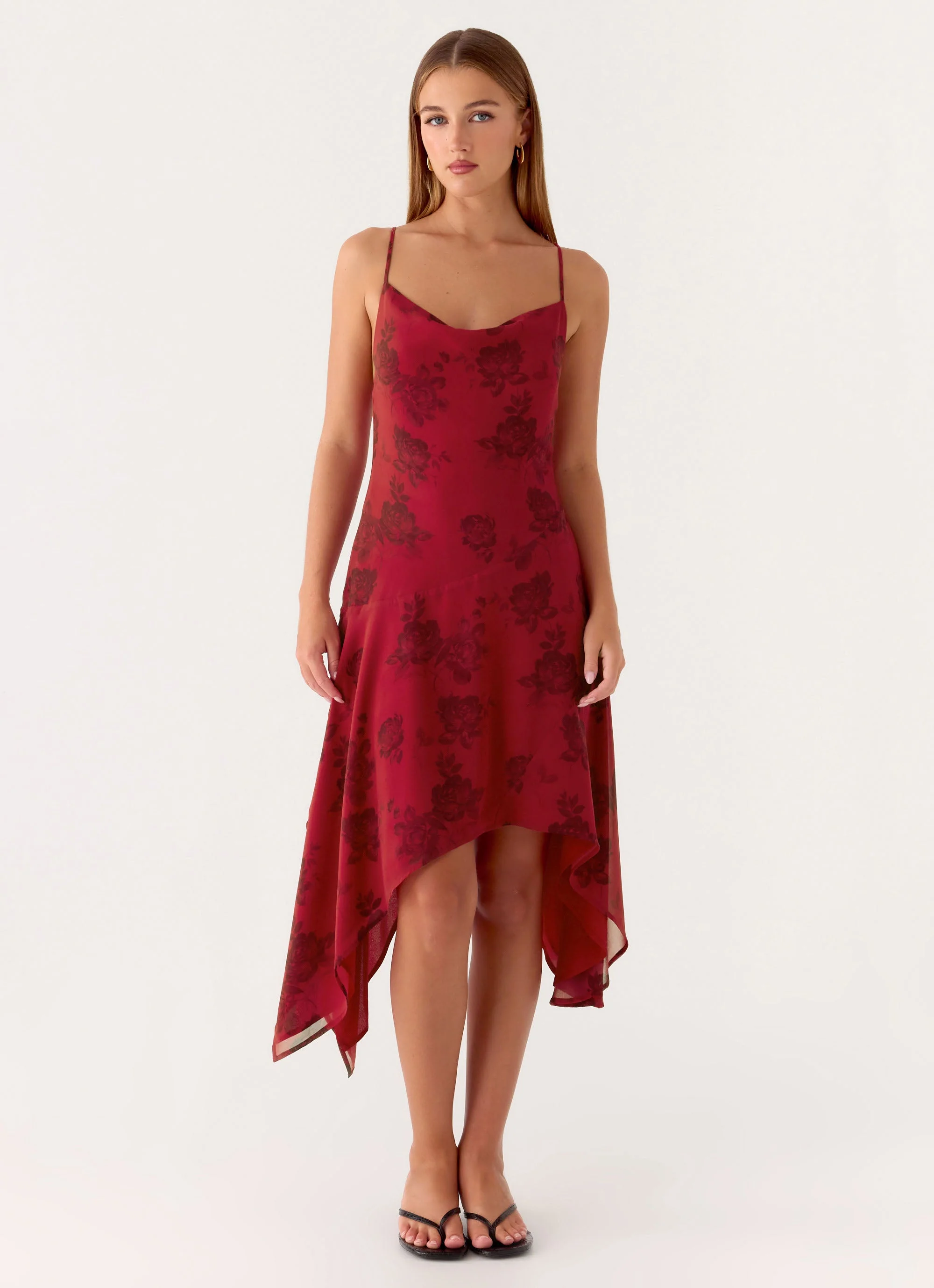 Jasiel Midi Dress - Cherry Rose