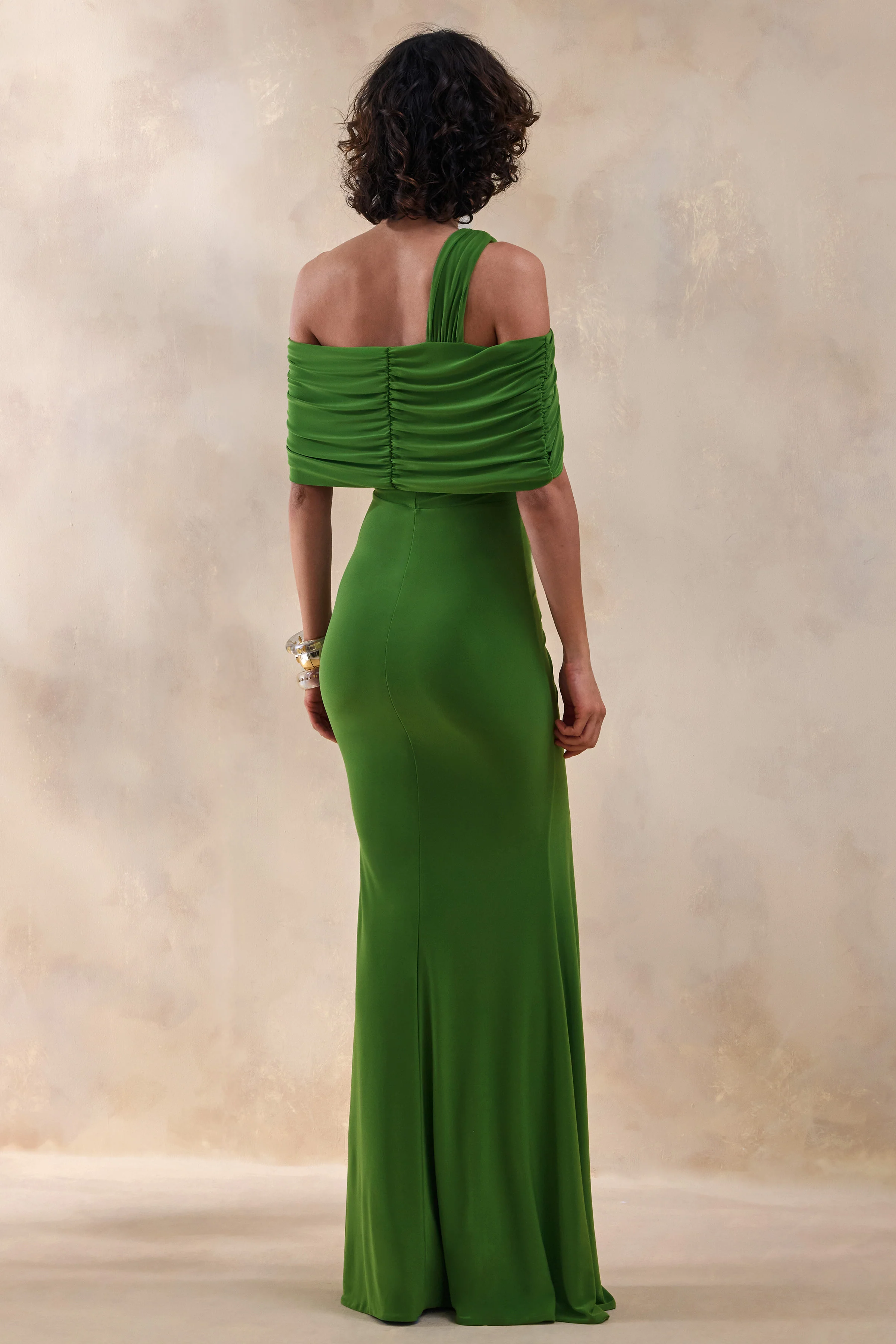 Nala | Green Asymmetric Maxi Dress With Split