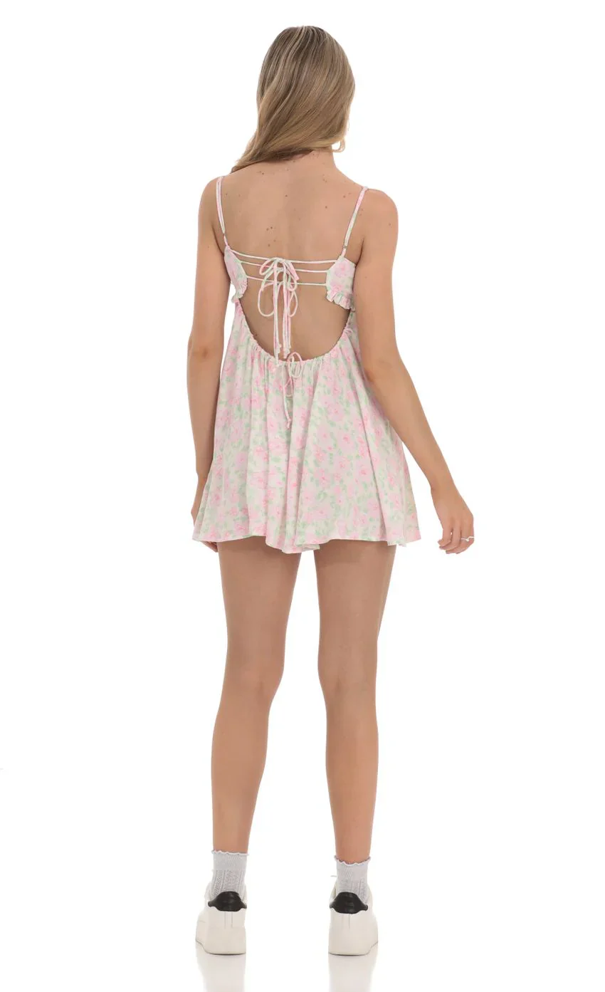 Floral Babydoll Dress in White