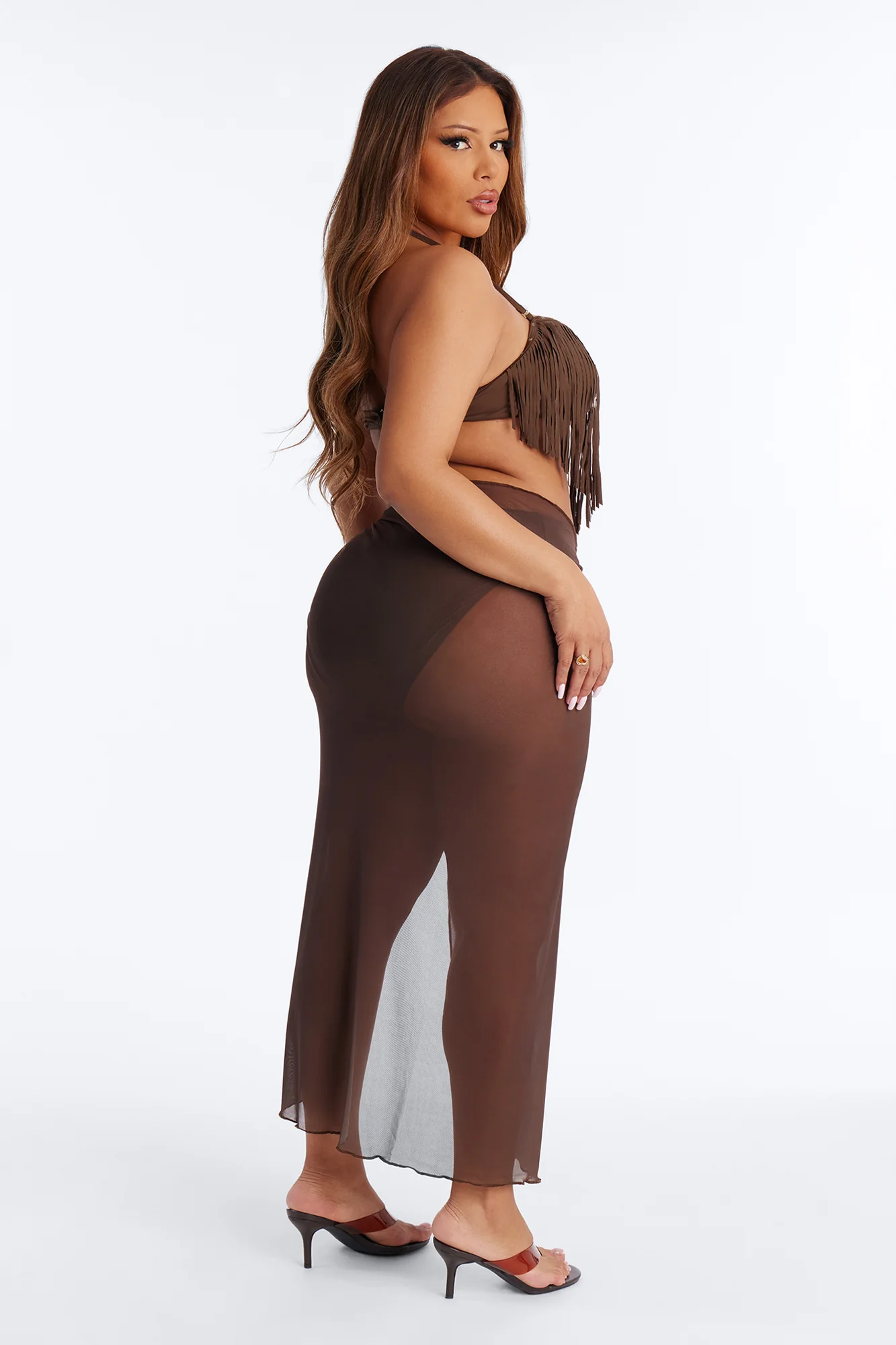 Sunkissed Mischief 3 Piece Fringe Bikini Set - Brown