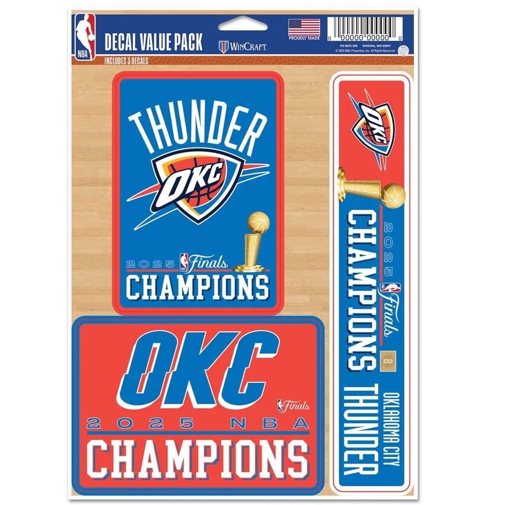 Oklahoma City Thunder 2025 NBA Champions Decals Set (3 Pcs.)