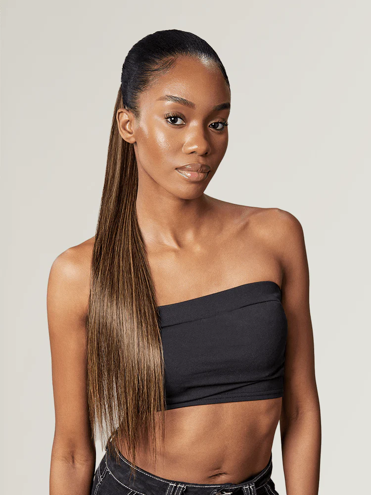 Frodio Ponypop Honey Blonde Highlight Straight Wrap Around Ponytail Human Hair - JOY