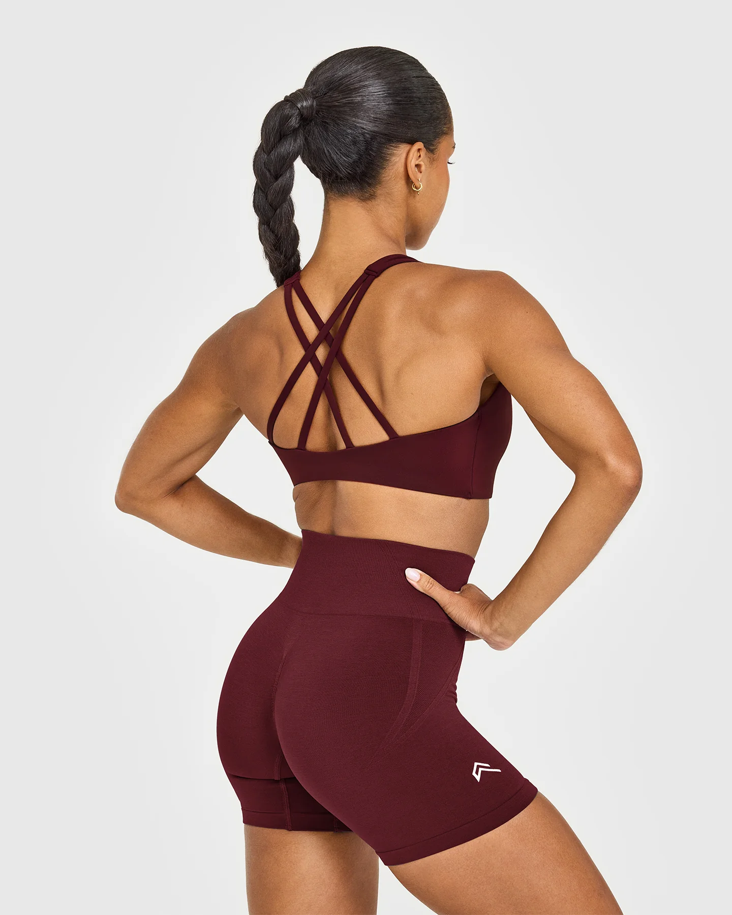 EasyLift™ High Neck Sports Bra with White Logo | Rosewood