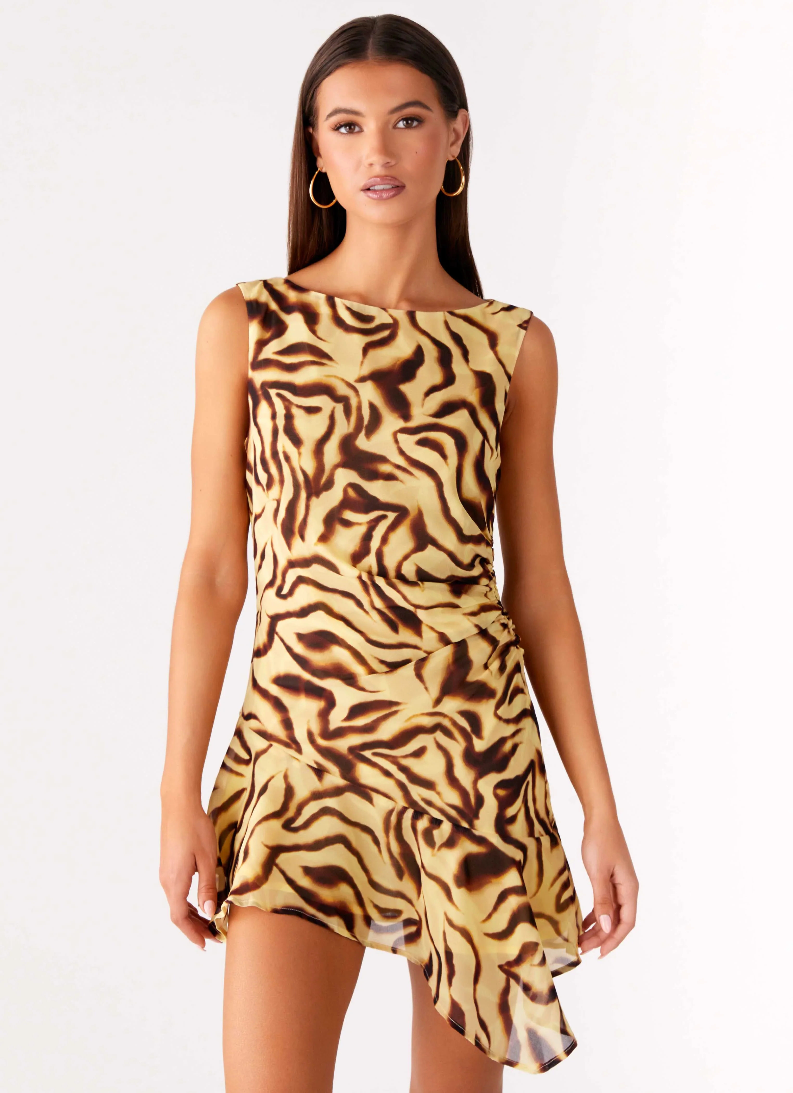 Maris Asymmetrical Mini Dress - Laguna Print