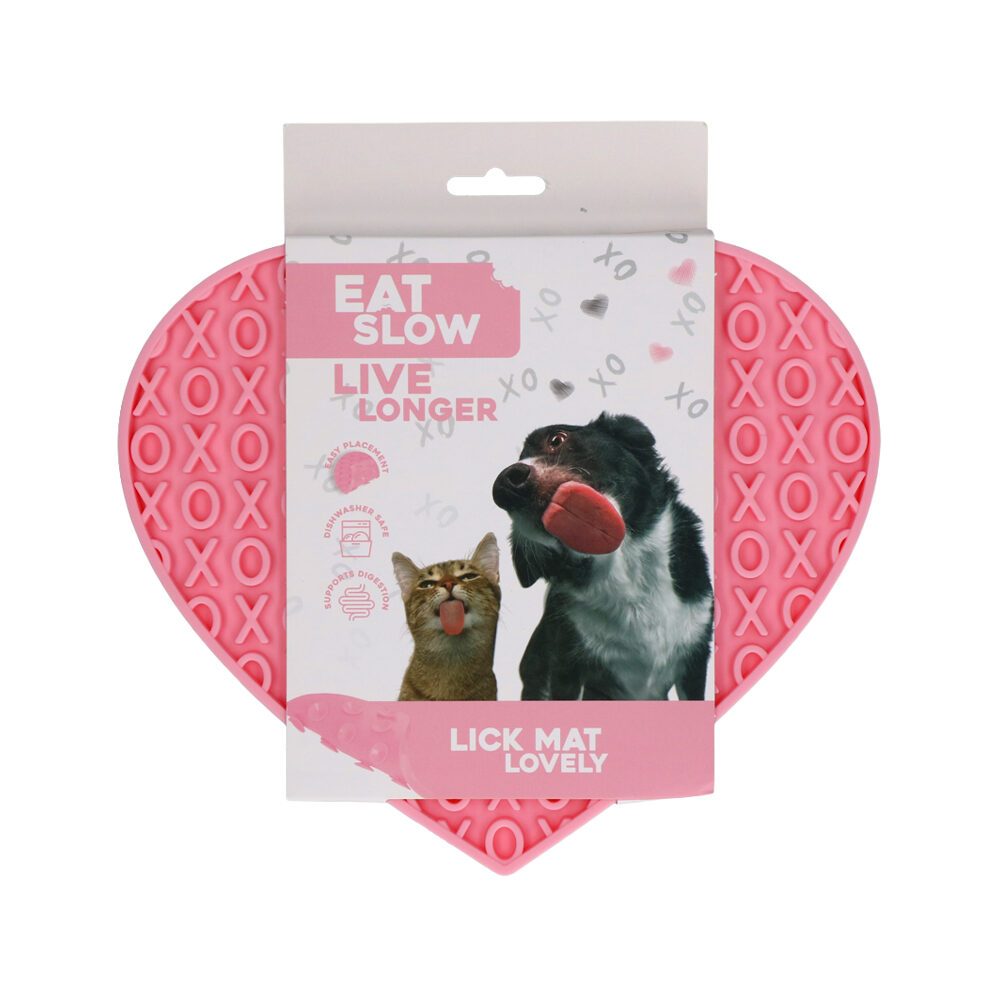 Eat Slow Live Longer Lick Mat Heart - Red