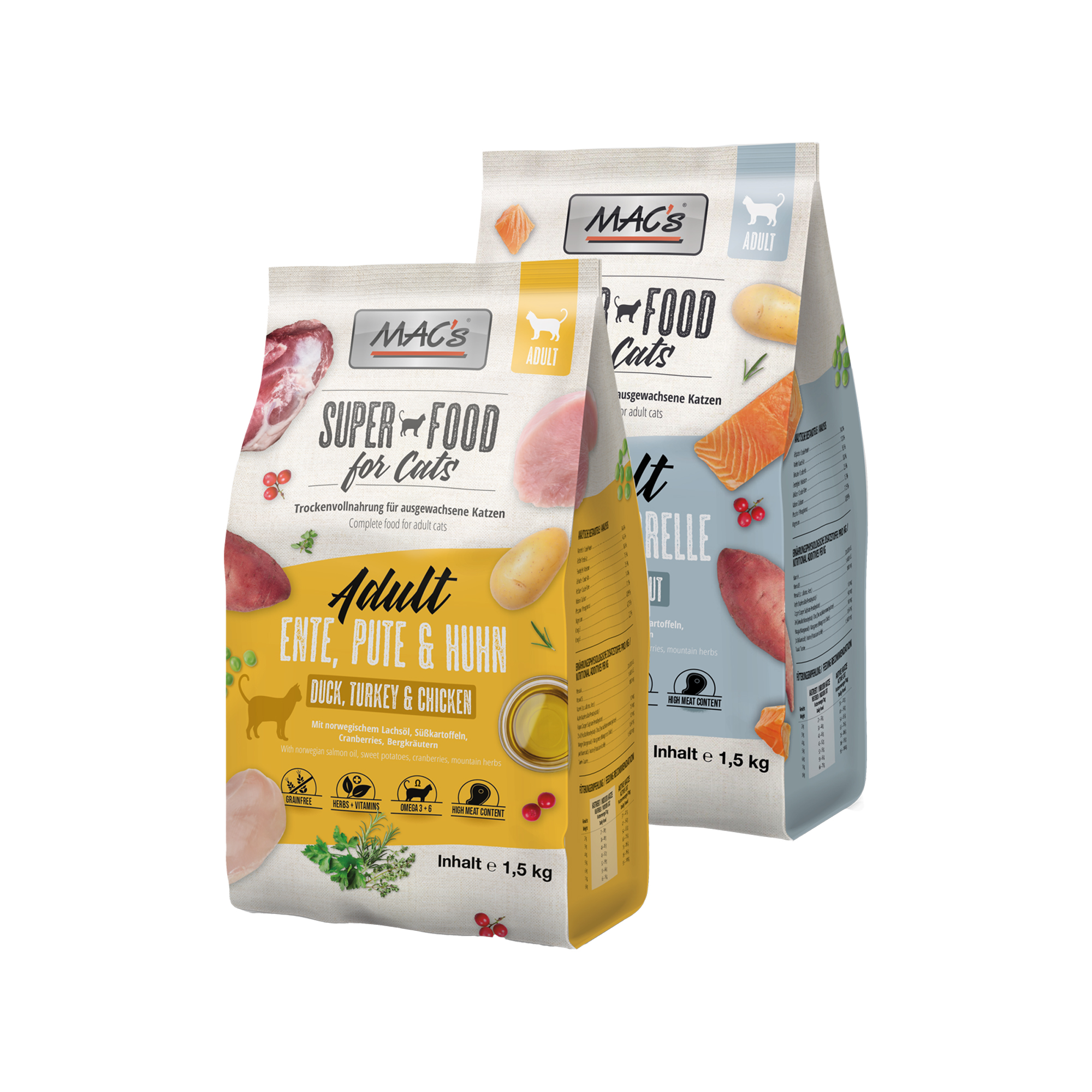 MAC's Adult Cat Food - Duck, Turkey & Chicken - 7 kg