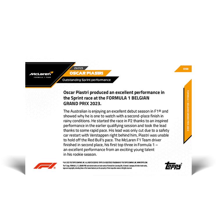 Topps UK - Outstanding sprint performance - F1 TOPPS NOW® Card #38