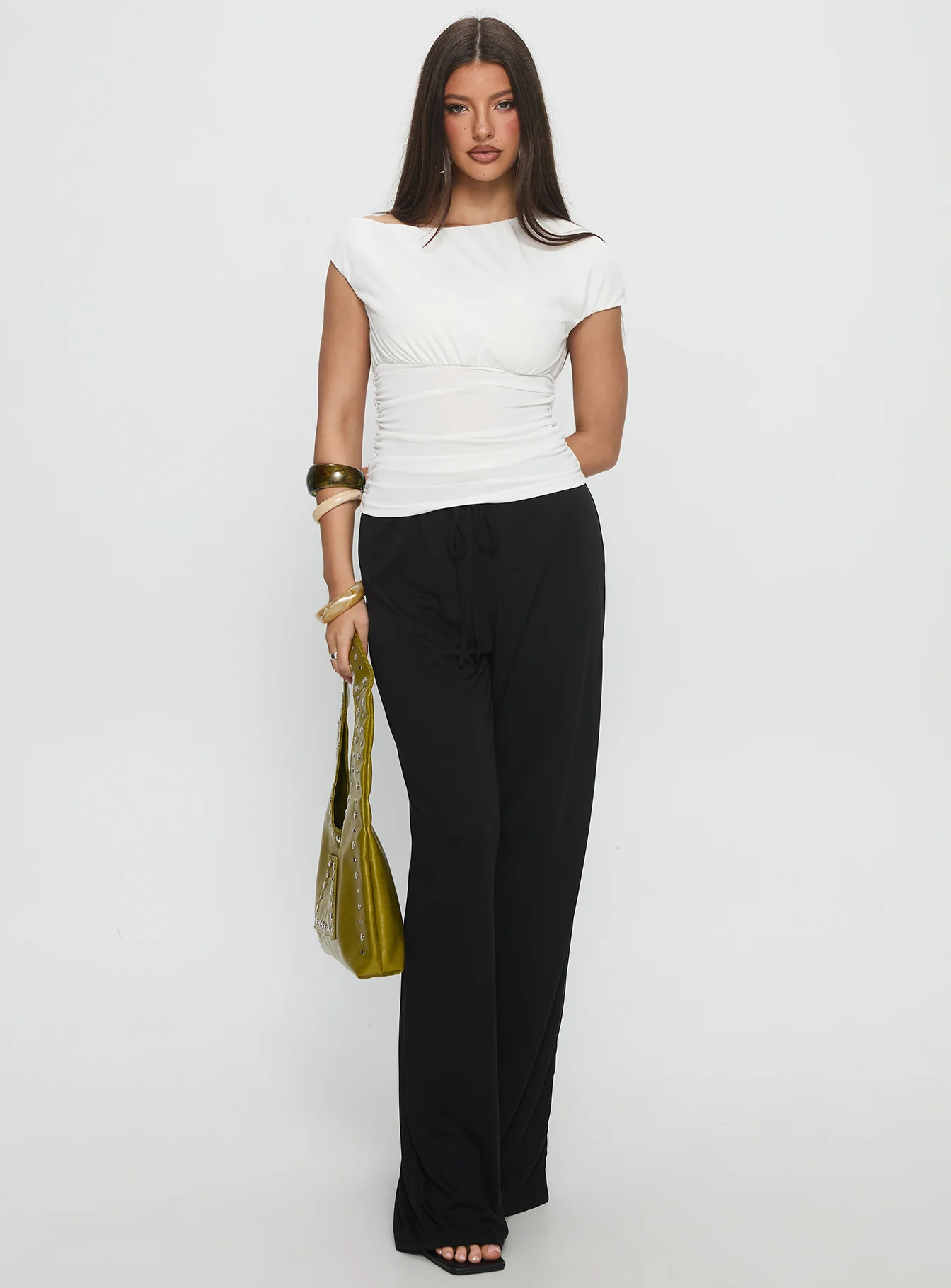 Emelyne Cinched Waist Top White