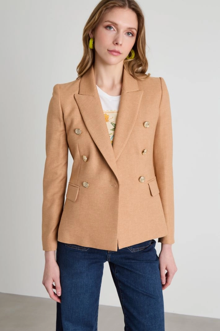 Blazer with metal buttons - BEIGE