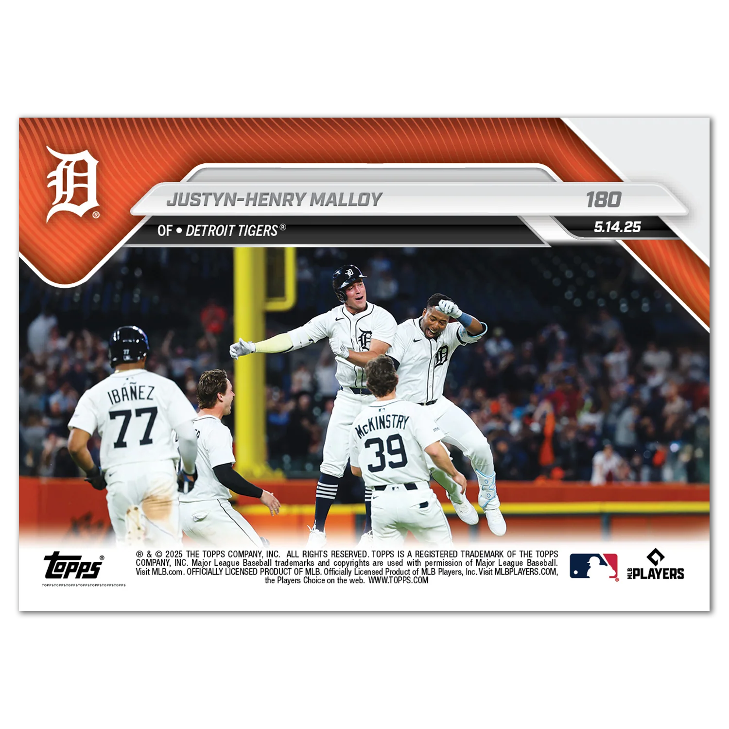 Justyn-Henry Malloy - 2025 MLB Topps NOW® - Card 180