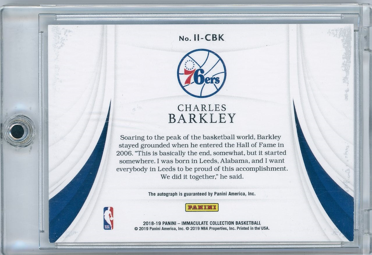 2018/19 Panini Immaculate Collection #II-CBK Charles Barkley 05/75 Auto on Card