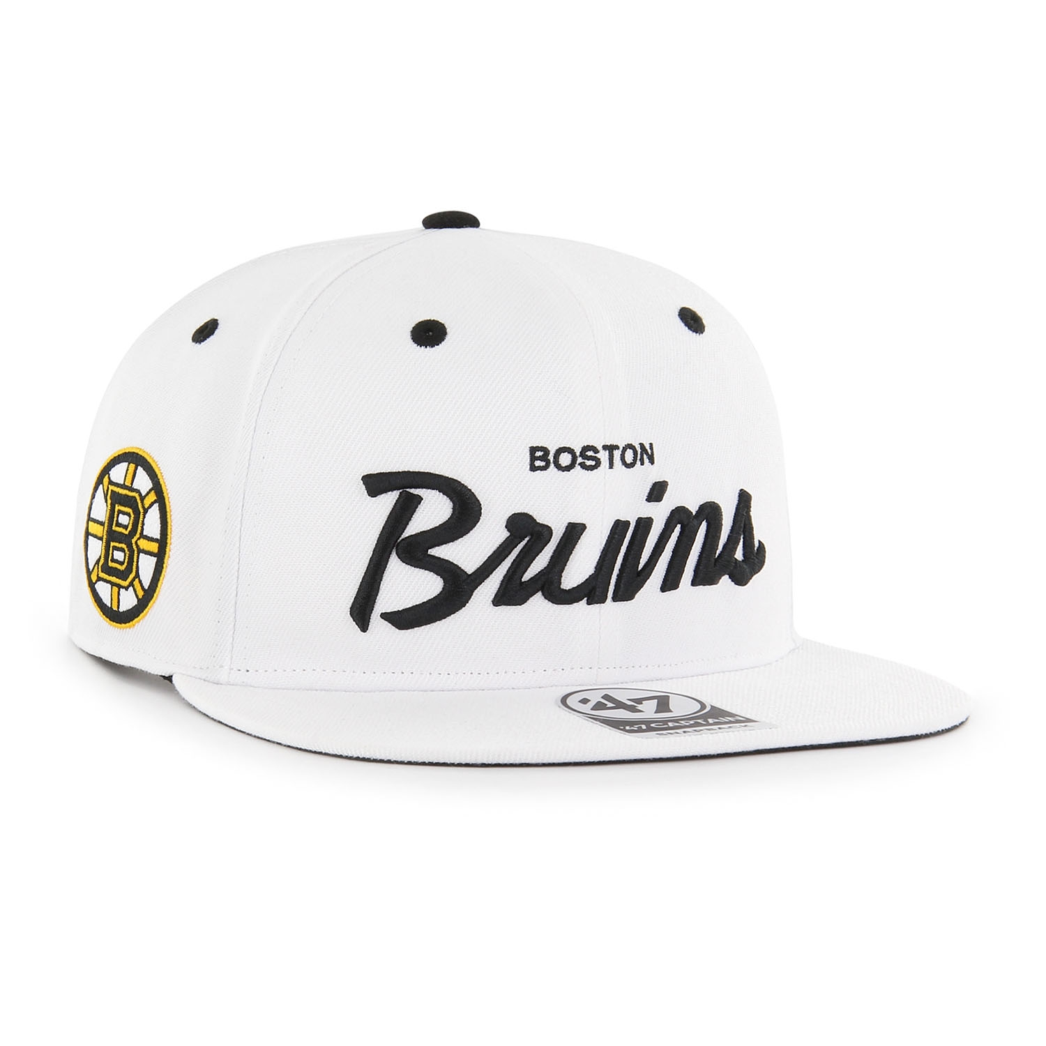 Boston Bruins Pop Script Crosstown '47 Captain Snapback NHL Cap White