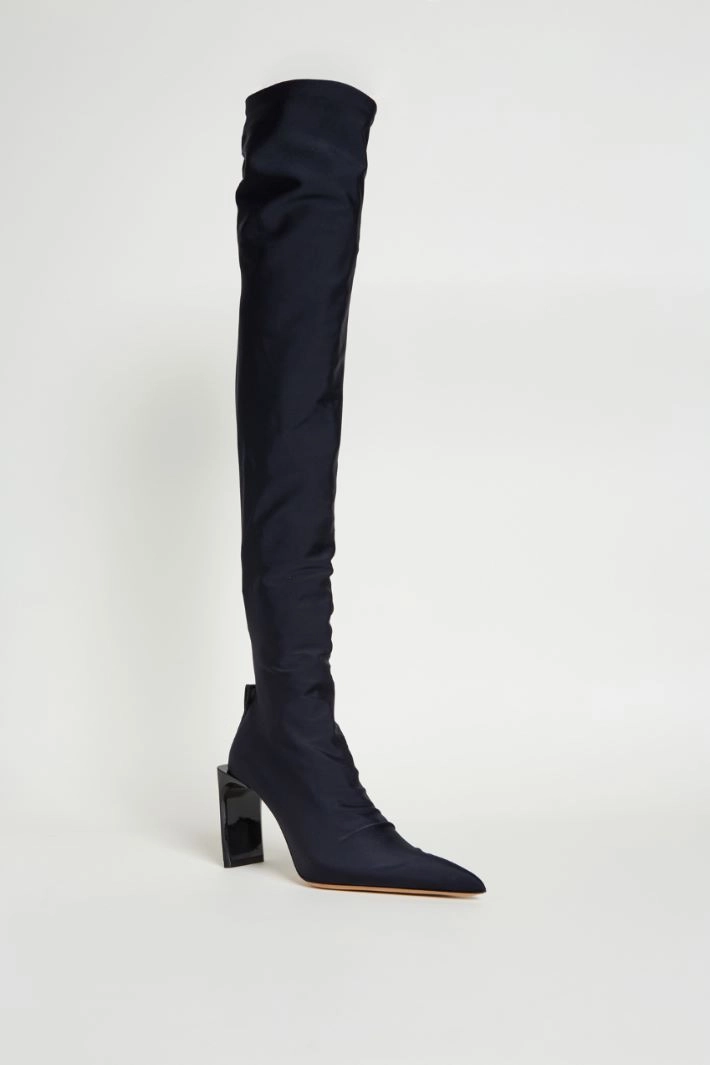 Stretch-fabric high boots - BLACK
