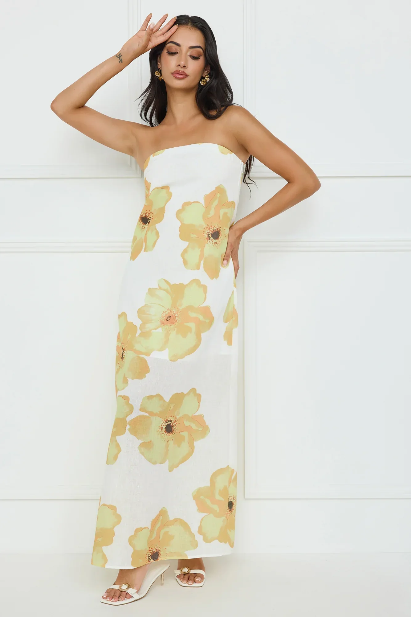 Sunlight’s Embrace Strapless Maxi Dress Yellow
