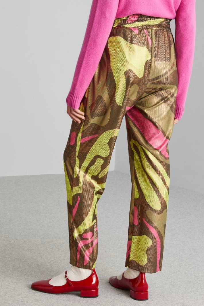 Laminated crepe trousers - GREEN PINK