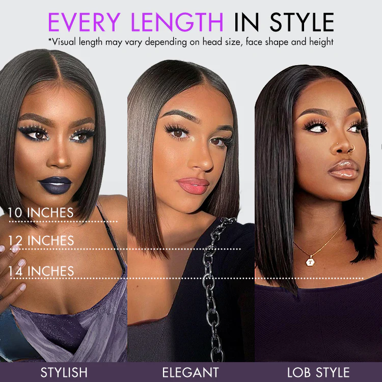 My GO-TO BOB™ - Glueless 5x5 Closure HD Lace Silky Straight Human Hair Wig