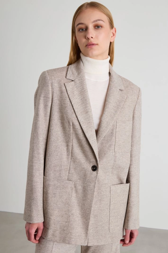 Cotton and wool blazer - DOVE GREY