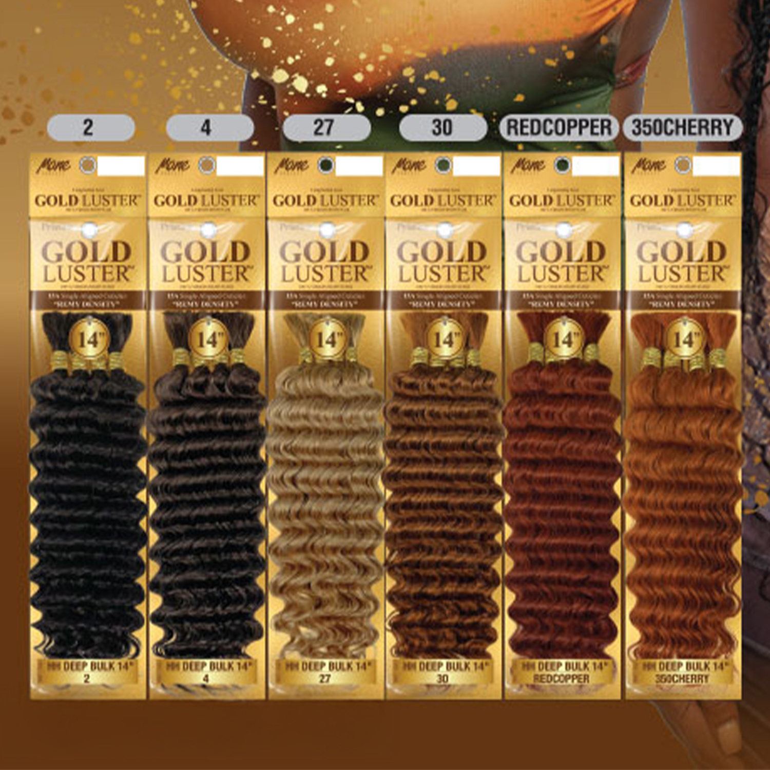 Mane Concept Unprocessed Human Hair Braids Pristine Gold Luster PGDB14 HH Deep Bulk 14