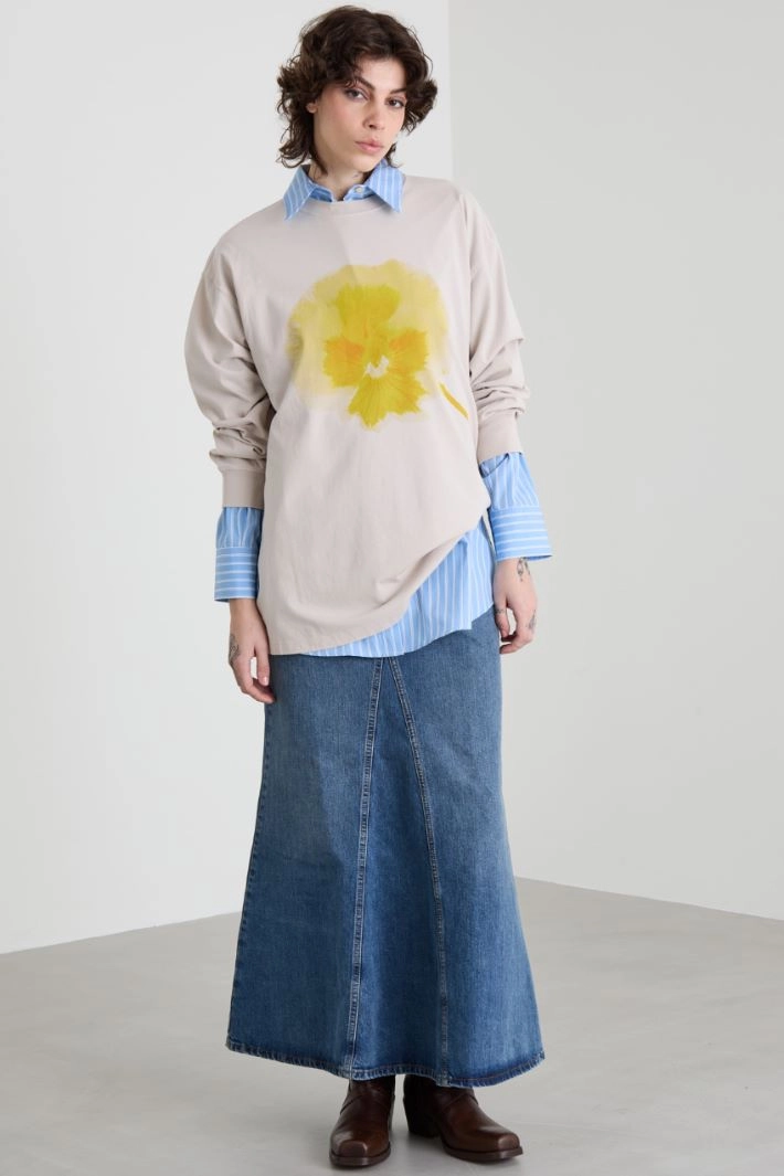 Long denim skirt - BLUE