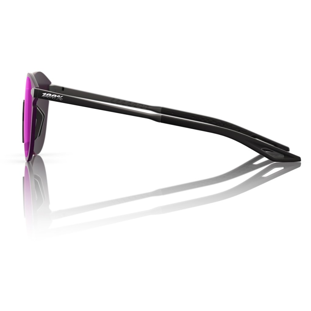 100% Legere Round Glasses - Soft Tact Black - Purple Mirror