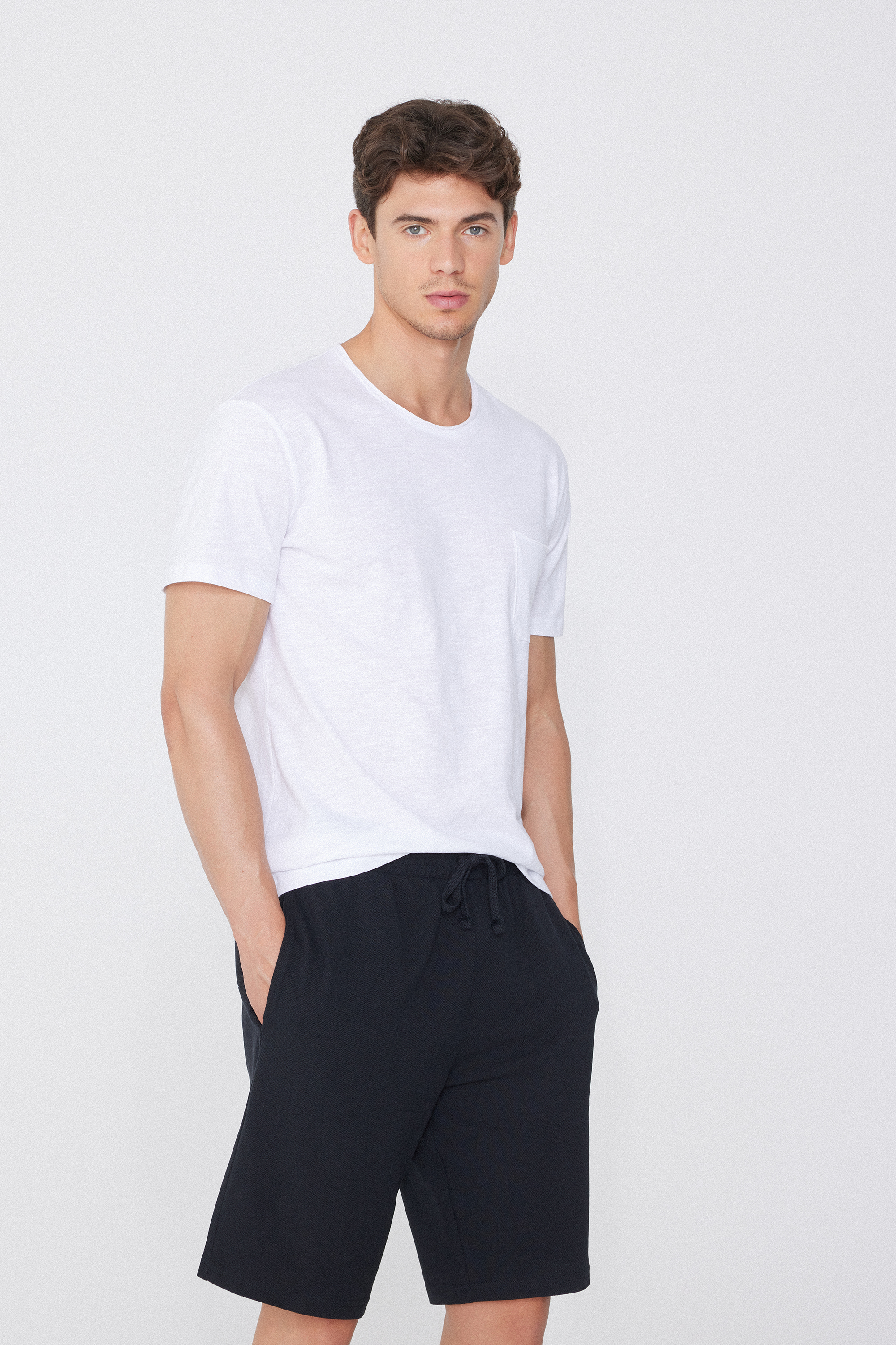 Slub Cotton T-Shirt with Breast Pocket