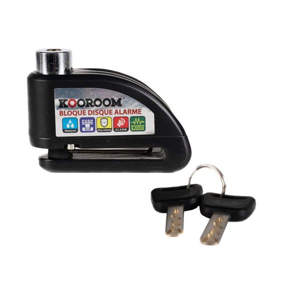 Antivol KOOROOM BLOQUE DISQUE ALUMINIUM AVEC ALARME Universel - NoirRef : KOR0139 / KOR0139C123